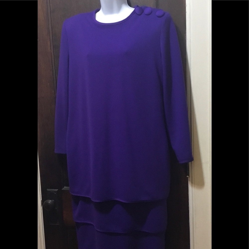 Caron Vintage Woman Purple Knit Dress Sz 14 USA